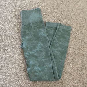 Gymshark OG Camo Leggings, Green, Size Small